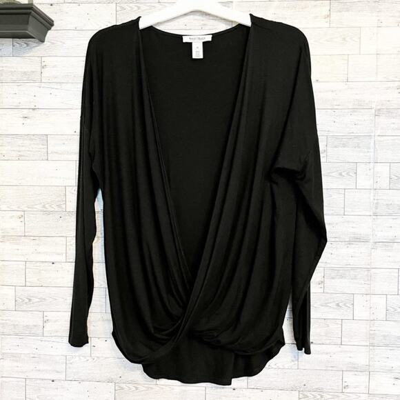 WHITE HOUSE BLACK MARKET Black Surplice Blouse, M - Picture 4 of 9